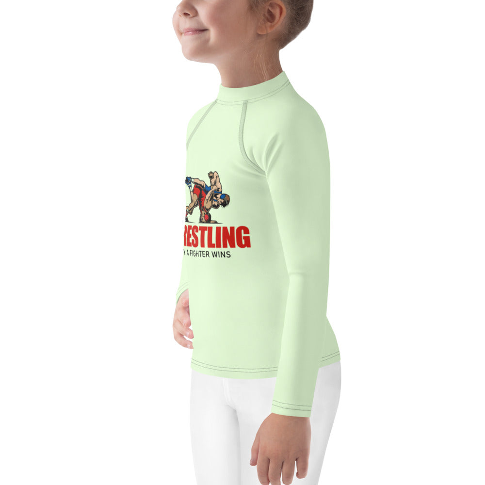 WRESTLING ONLY A FIGHTER WINS - Kids Rash Guard