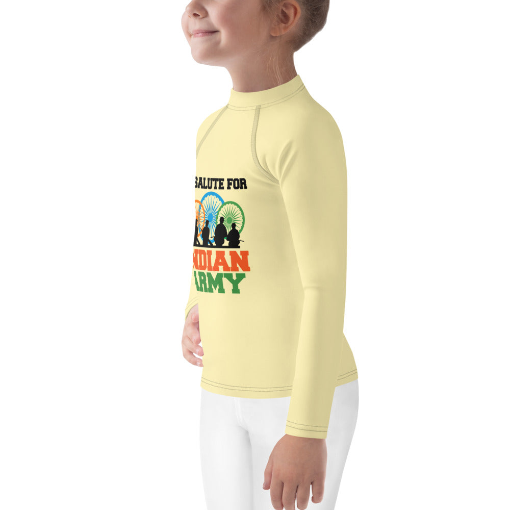 A SALUTE FOR INDIAN ARMY - Kids Rash Guard