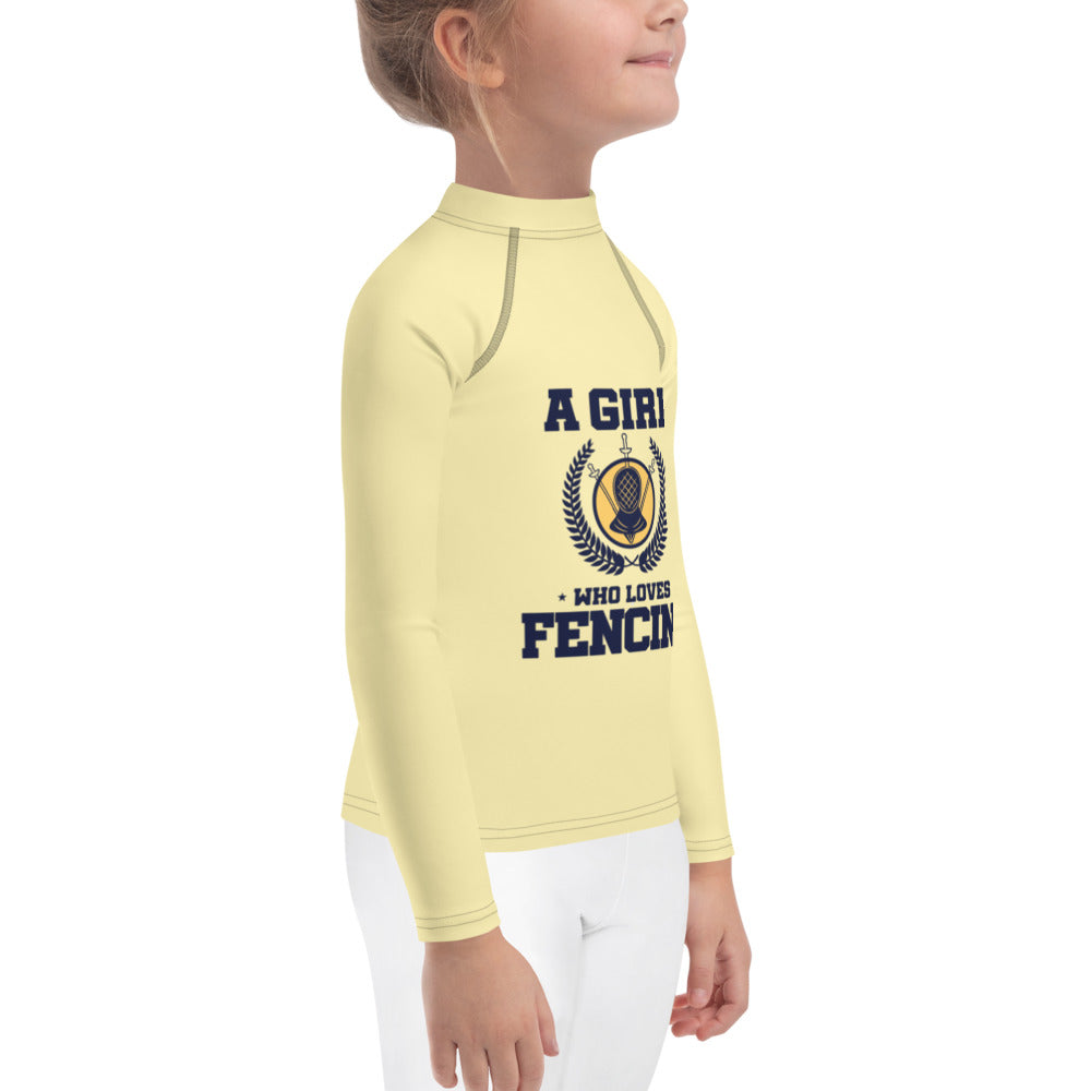 A GIRL WHO LOVES FENCING - Kids Rash Guard