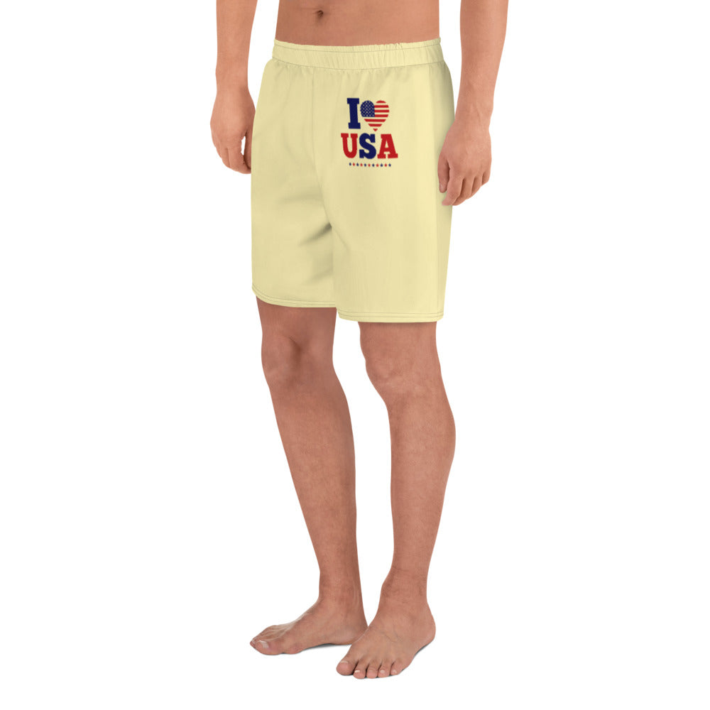 I LOVE USA - Men's Athletic Long Shorts