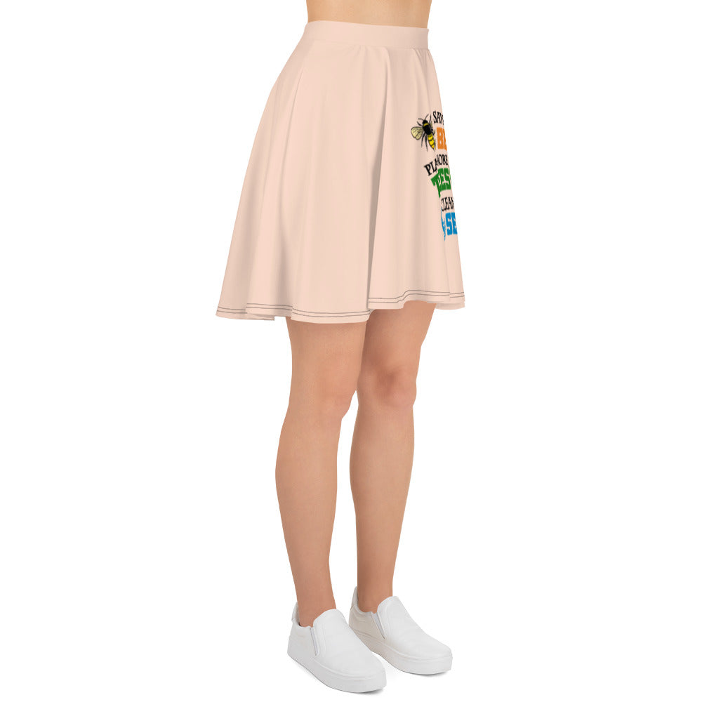 SAVE THE BEES PLANT MORE TREES CLEAN THE SEAS - Skater Skirt