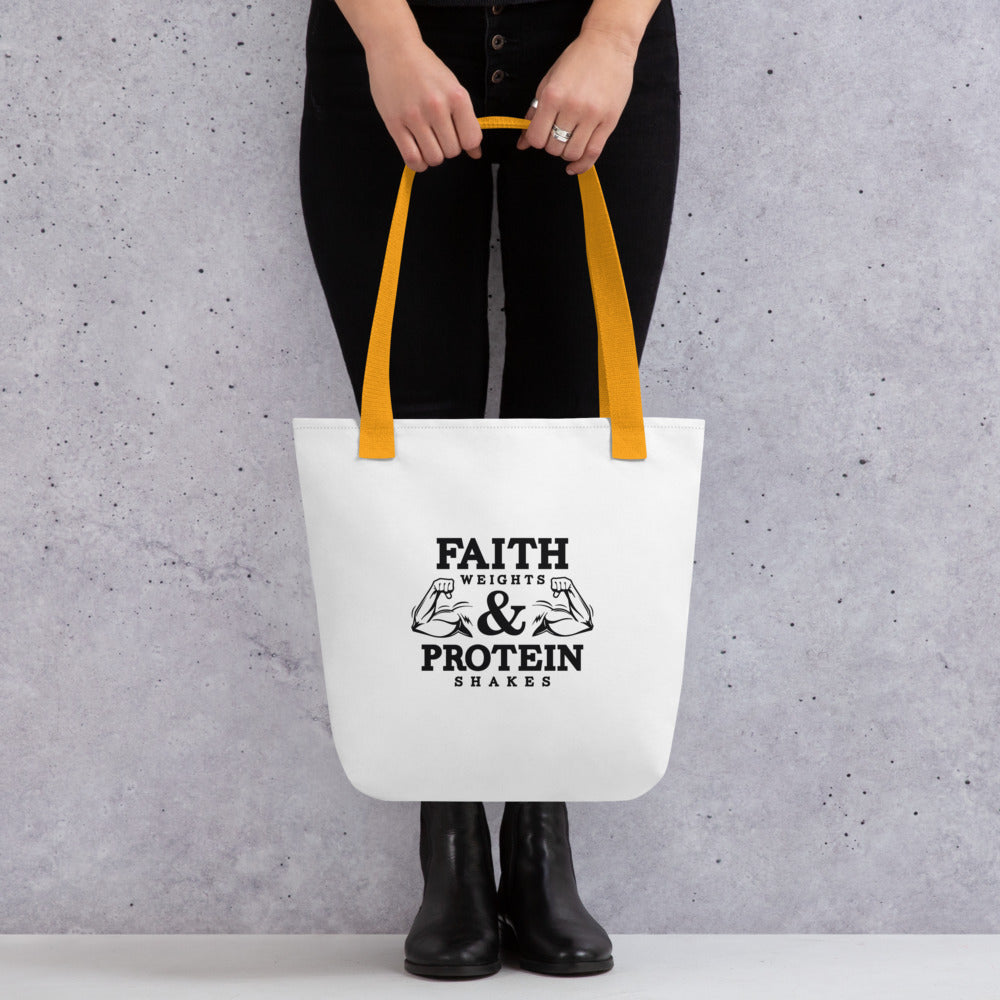 FAITH WEIGHTS & PROTEIN SHAKES - Tote bag