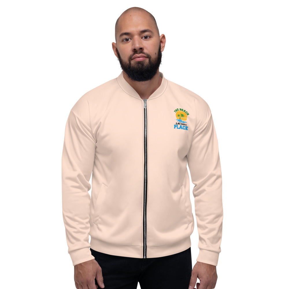 THE BEACH IS MY HAPPY PLACE - Unisex Bomber Jacket