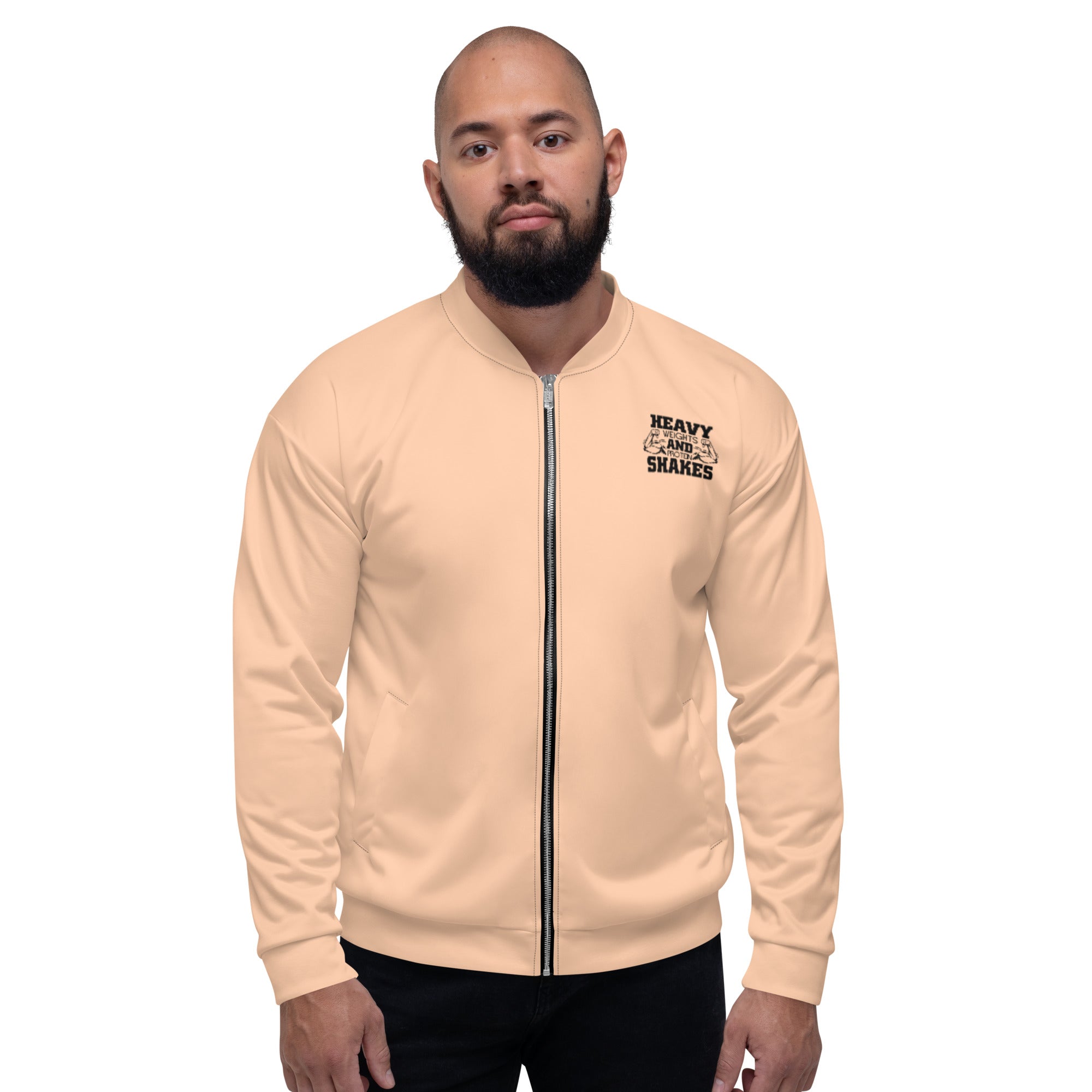 HEAVY WEIGHTS AND PROTEIN SHAKES - Unisex Bomber Jacket