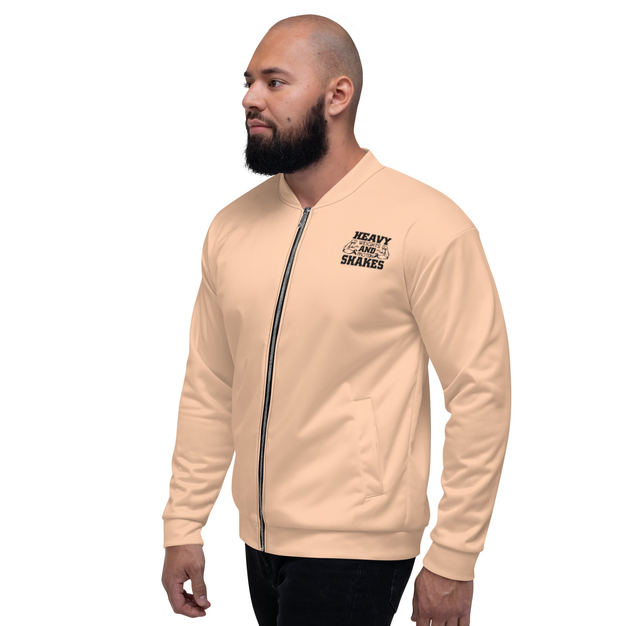 HEAVY WEIGHTS AND PROTEIN SHAKES - Unisex Bomber Jacket