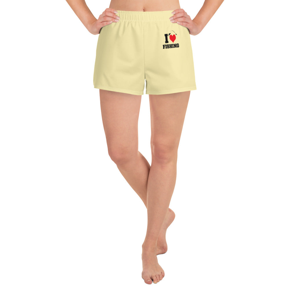 I LOVE FISHING - Women's Athletic Short Shorts