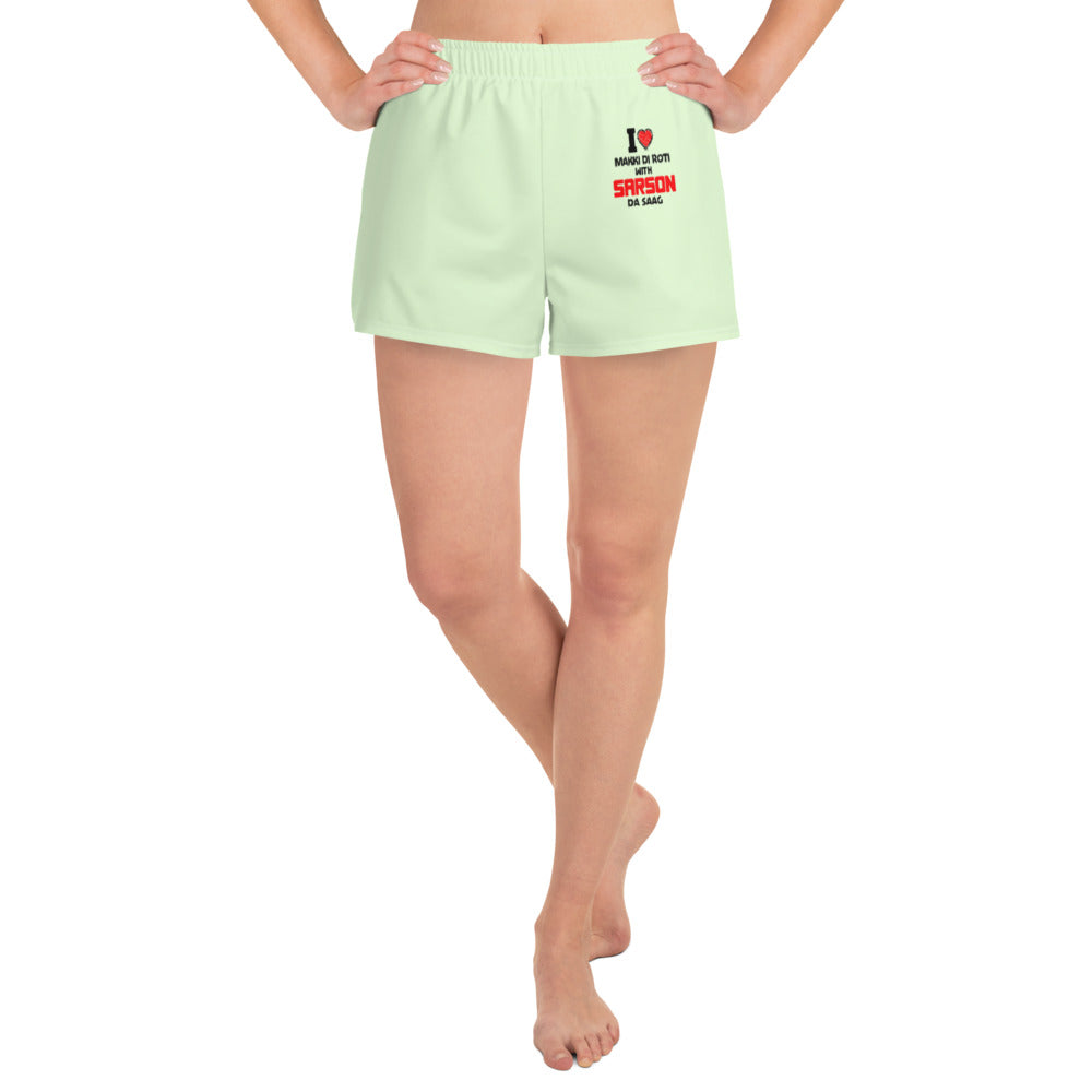 I LOVE MAKKI DI ROTI - Women's Athletic Short Shorts