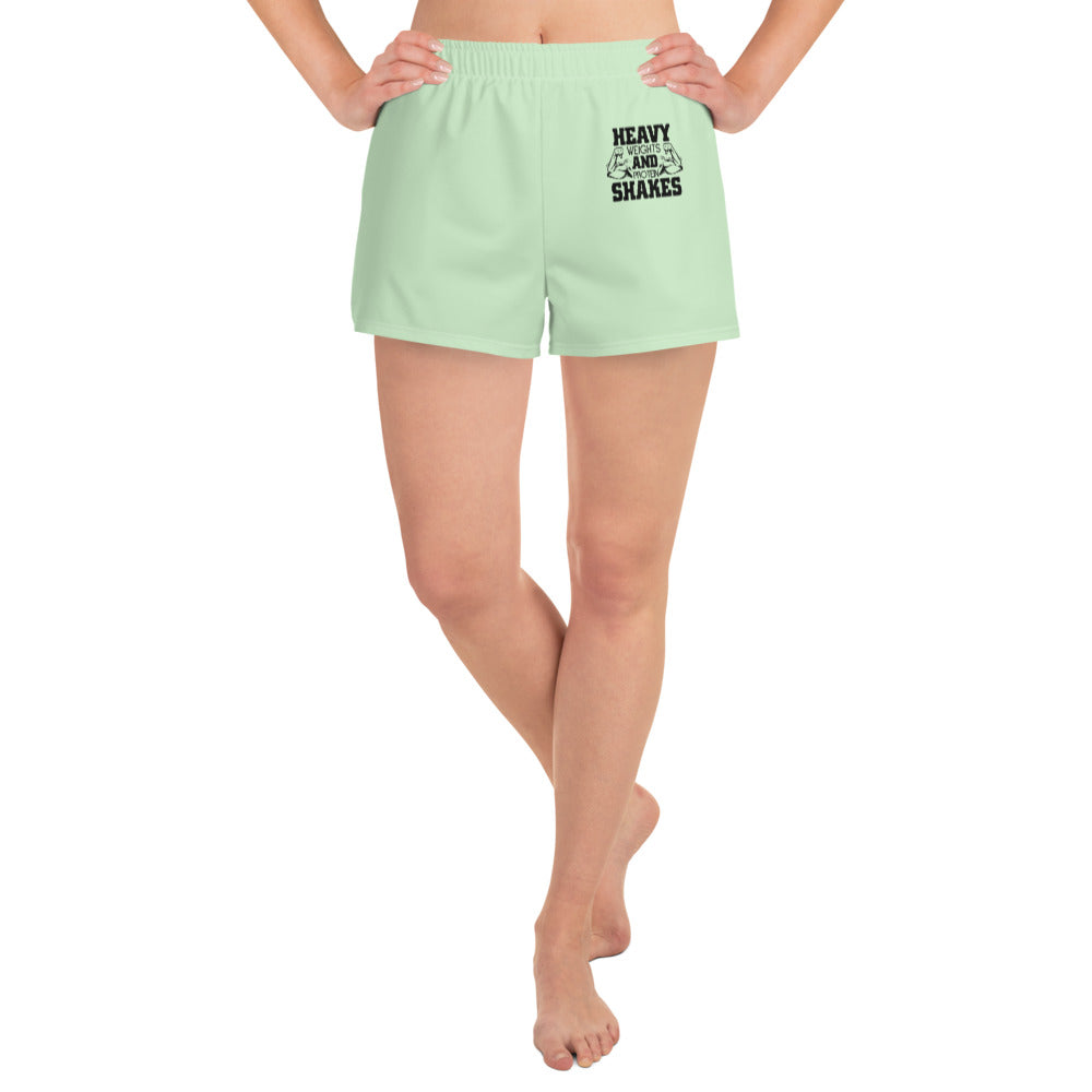 HEAVY WEIGHTS AND PROTEIN SHAKES - Women's Athletic Short Shorts
