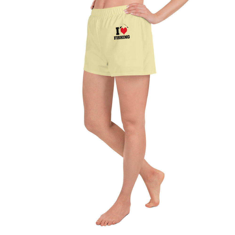 I LOVE FISHING - Women's Athletic Short Shorts