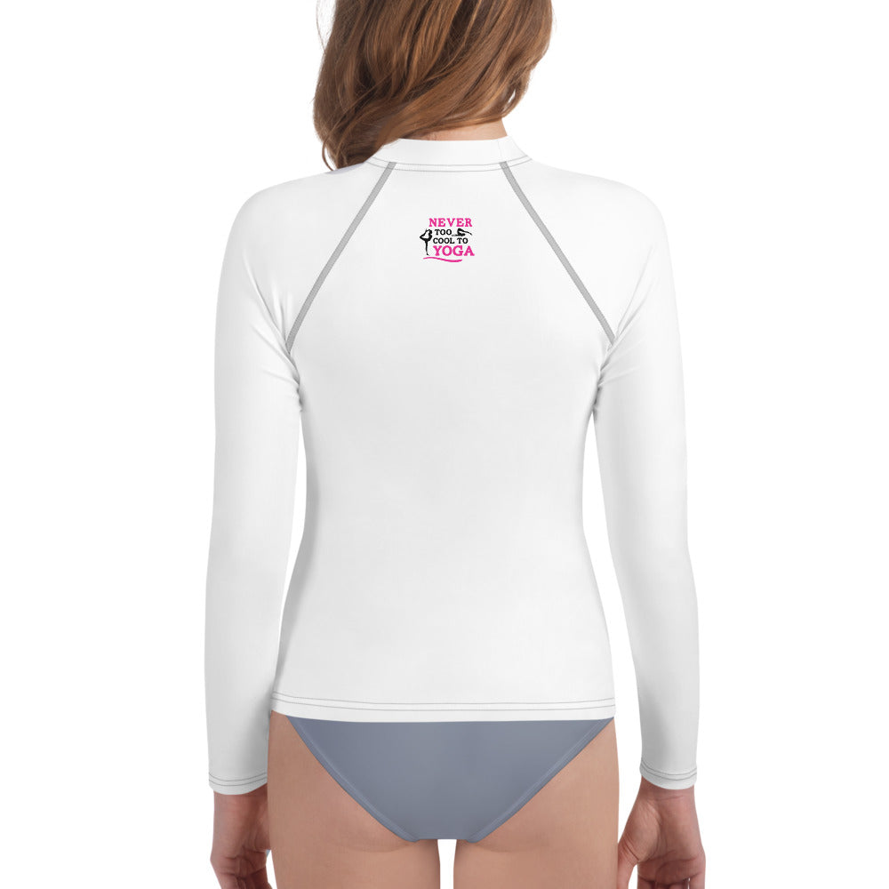 NEVER TOO COOL TO YOGA - Youth Rash Guard