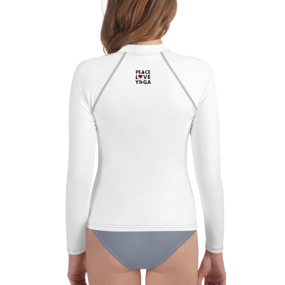 PEACE LOVE YOGA - Youth Rash Guard