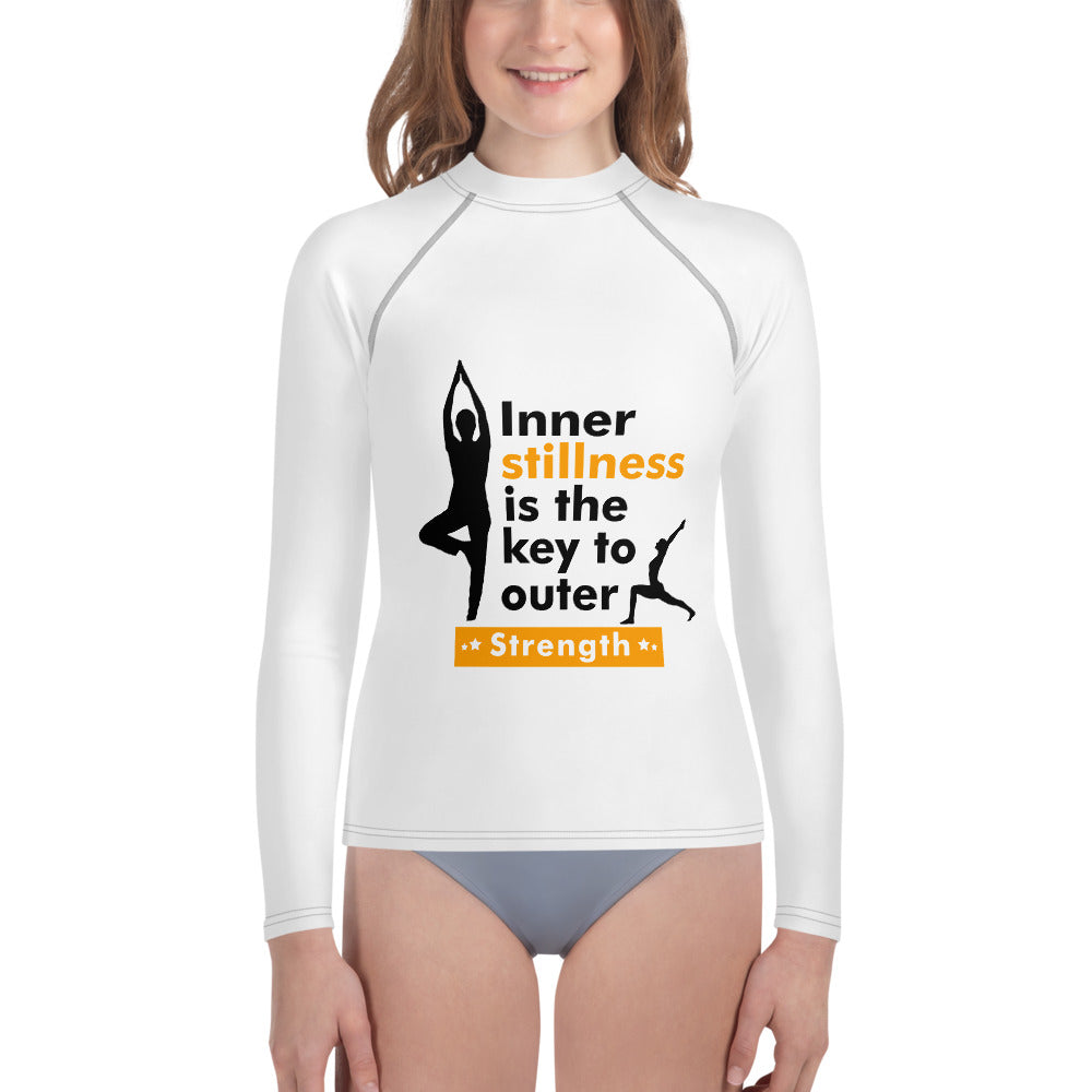 INNER STILLNESS IS THE KEY - Youth Rash Guard