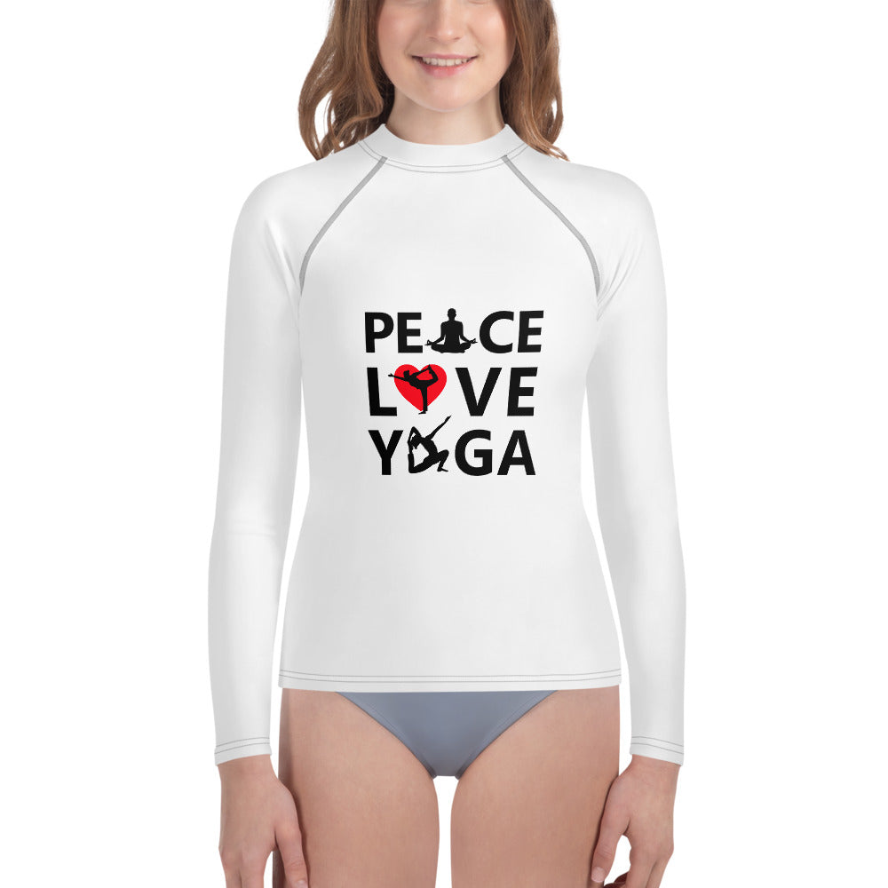 PEACE LOVE YOGA - Youth Rash Guard