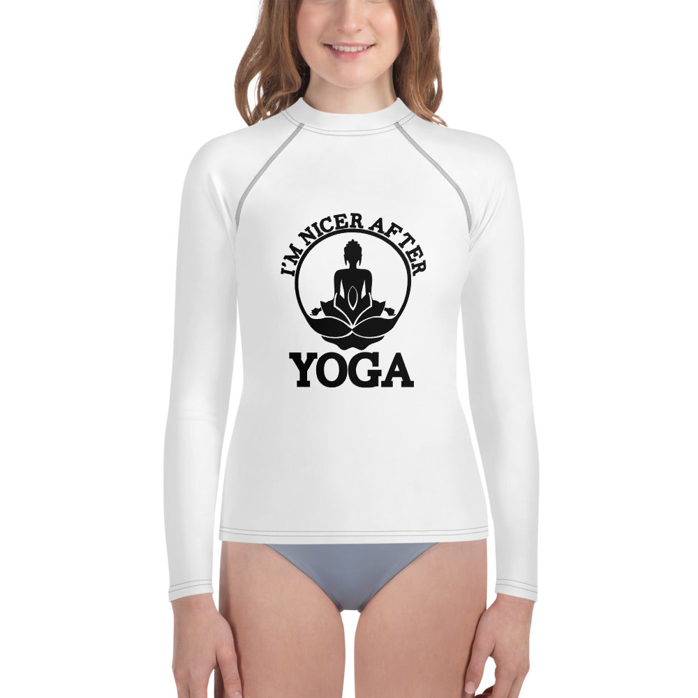 I'M NICER AFTER YOGA - Youth Rash Guard