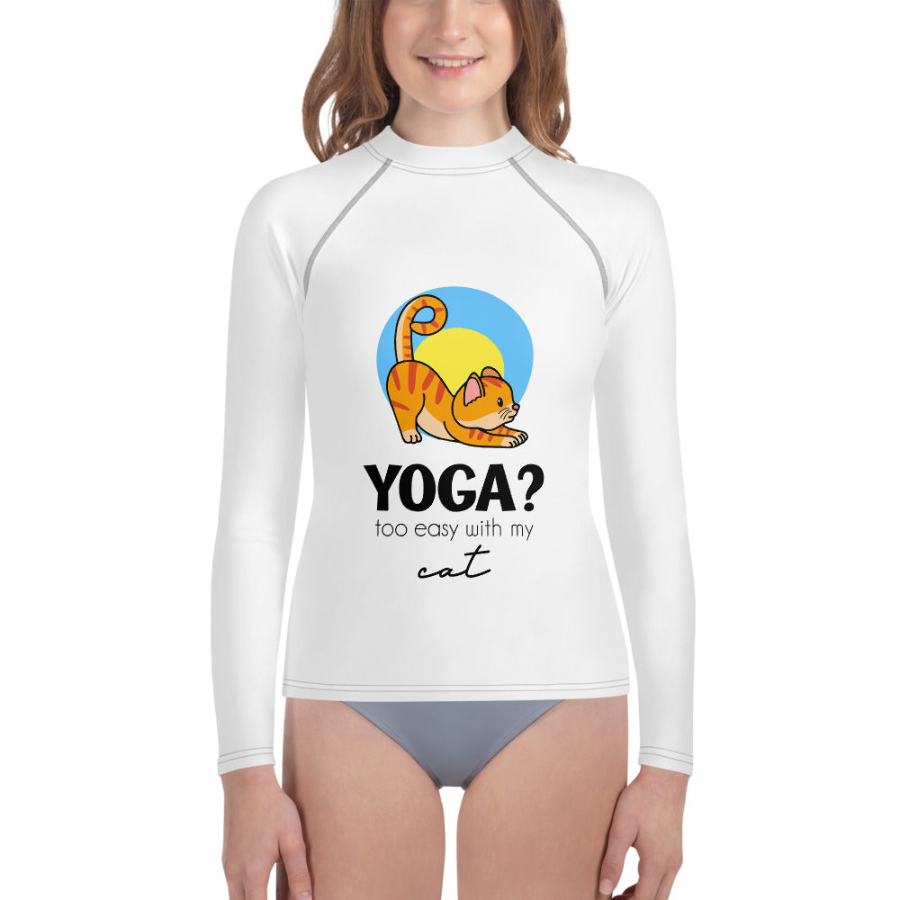 YOGA ? TOO EASY WITH MY CAT - Youth Rash Guard