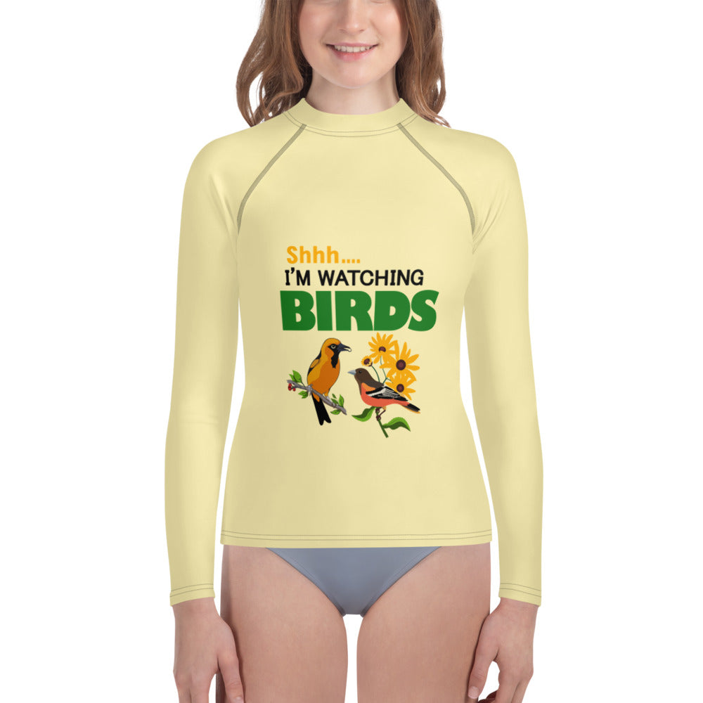 SHHH... I'M WATCHING BIRDS - Youth Rash Guard