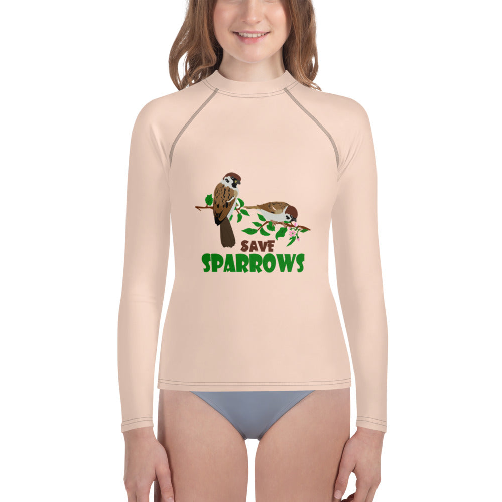 SAVE SPARROWS - Youth Rash Guard