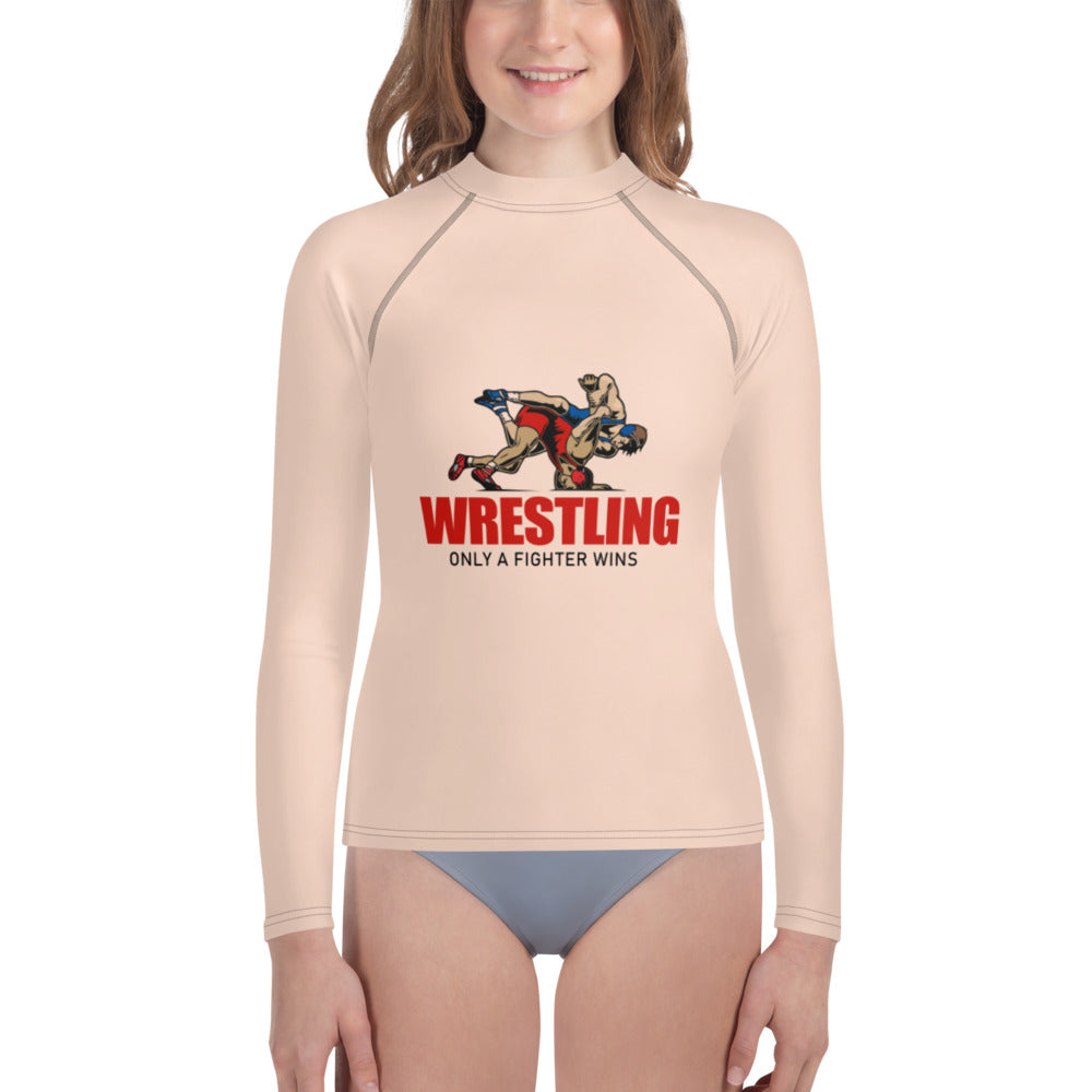 WRESTLING ONLY A FIGHTER WINS - Youth Rash Guard