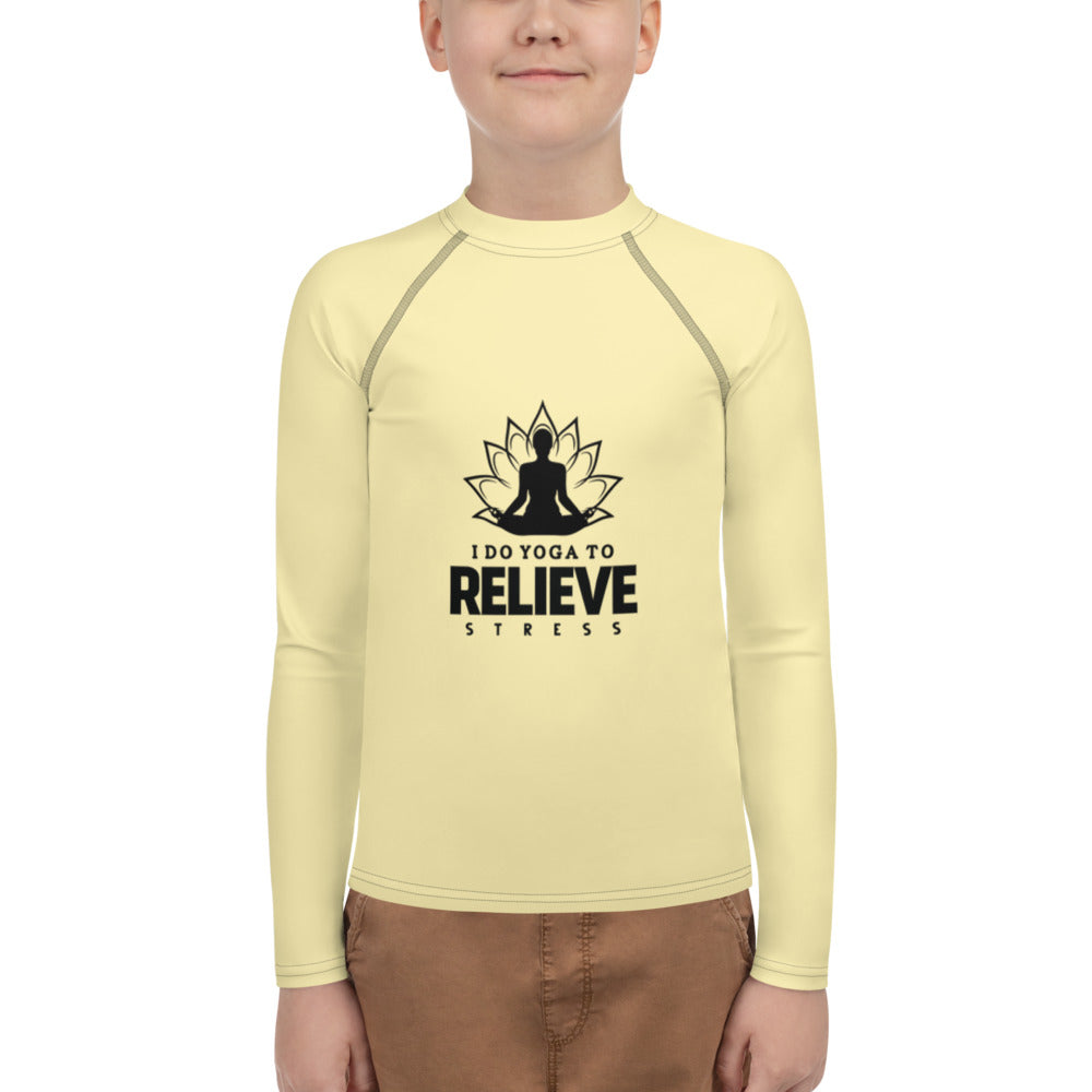 I  DO YOGA TO RELIEVE STRESS - Youth Rash Guard