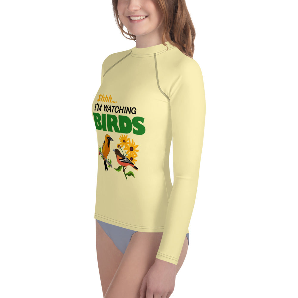 SHHH... I'M WATCHING BIRDS - Youth Rash Guard