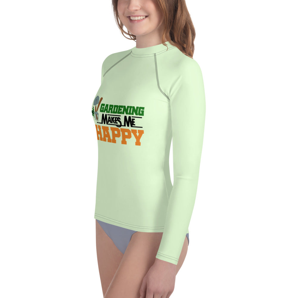 GARDENING MAKES ME HAPPY - Youth Rash Guard