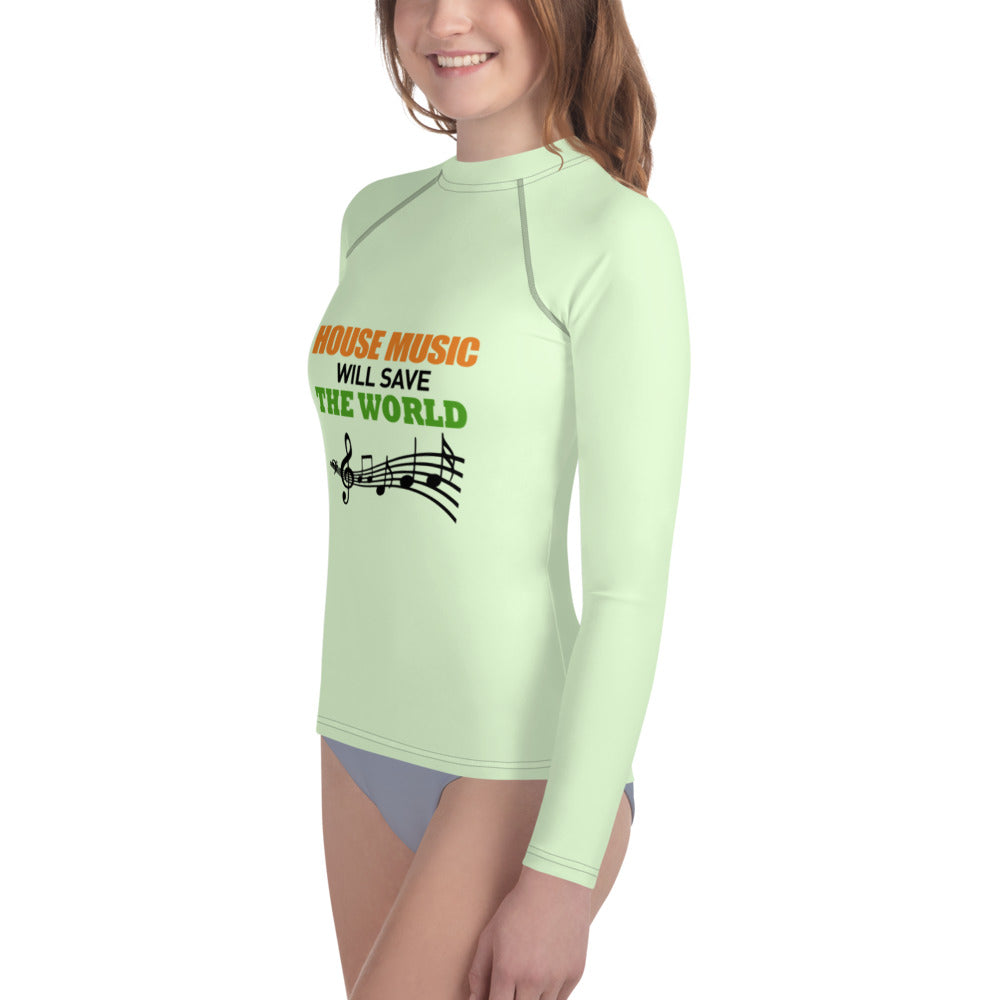 HOUSE MUSIC WILL SAVE THE WORLD - Youth Rash Guard