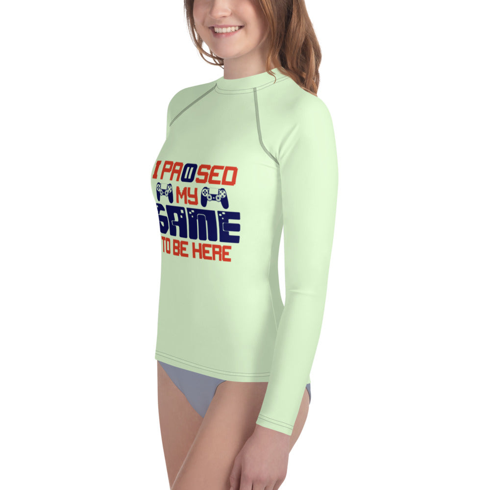 I PAUSED MY GAME TO BE HERE - Youth Rash Guard