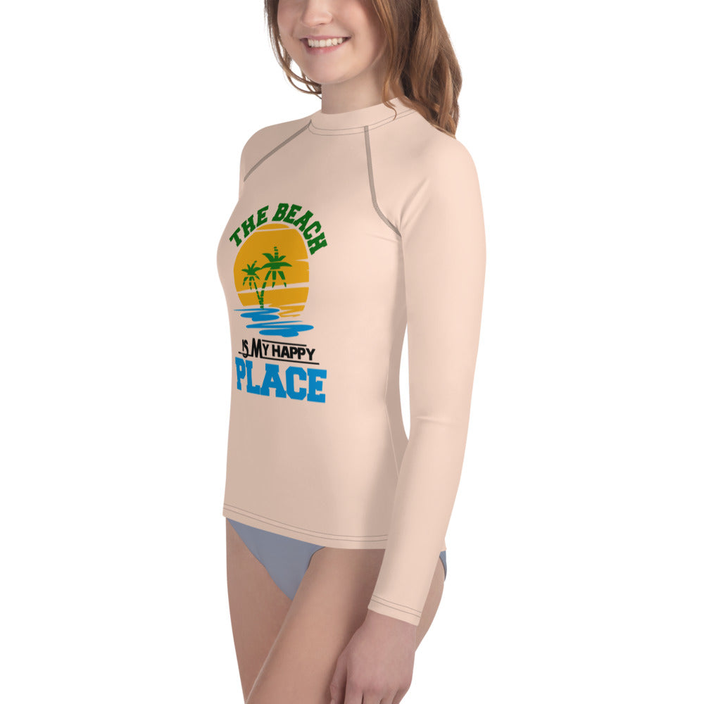 THE BEACH IS MY HAPPY PLACE - Youth Rash Guard