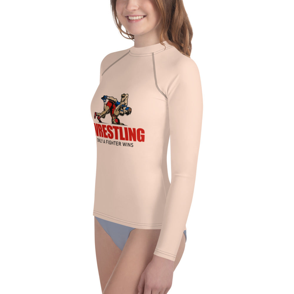 WRESTLING ONLY A FIGHTER WINS - Youth Rash Guard