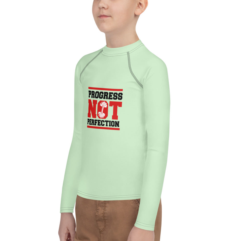 PROGRESS NOT PERFECTION - Youth Rash Guard