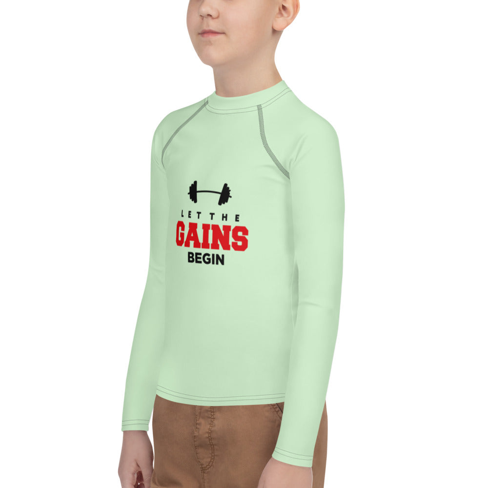 LET THE GAINS BEGIN - Youth Rash Guard