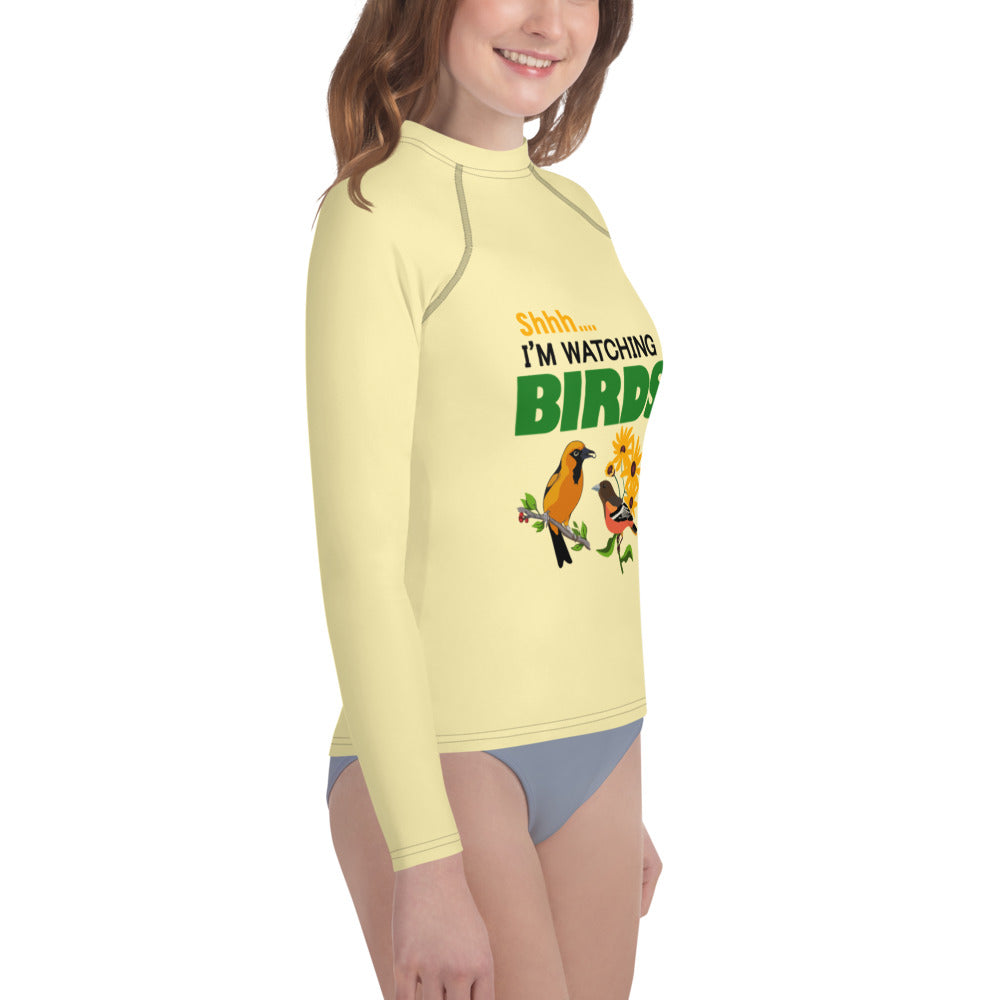 SHHH... I'M WATCHING BIRDS - Youth Rash Guard