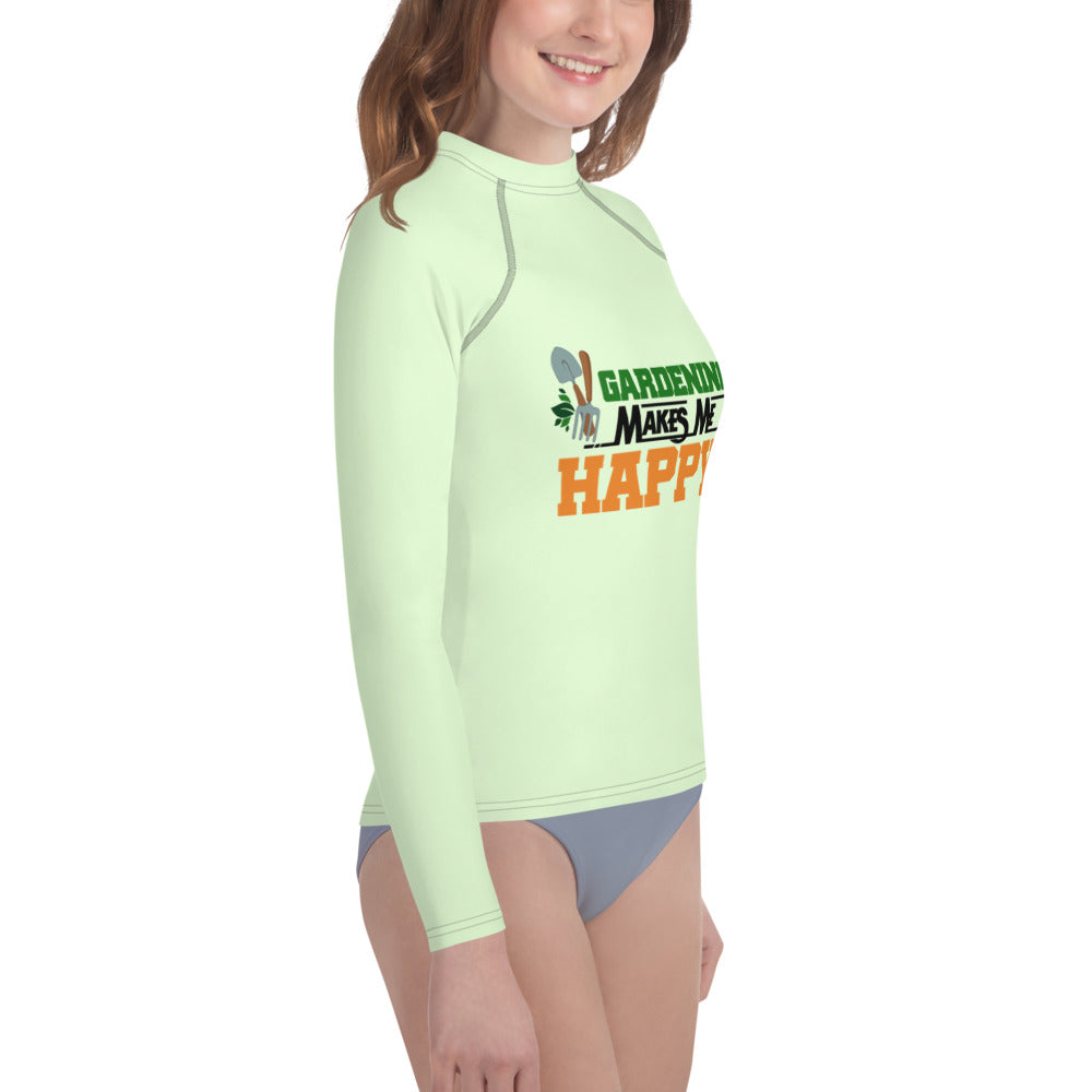 GARDENING MAKES ME HAPPY - Youth Rash Guard