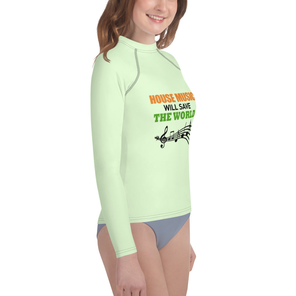 HOUSE MUSIC WILL SAVE THE WORLD - Youth Rash Guard