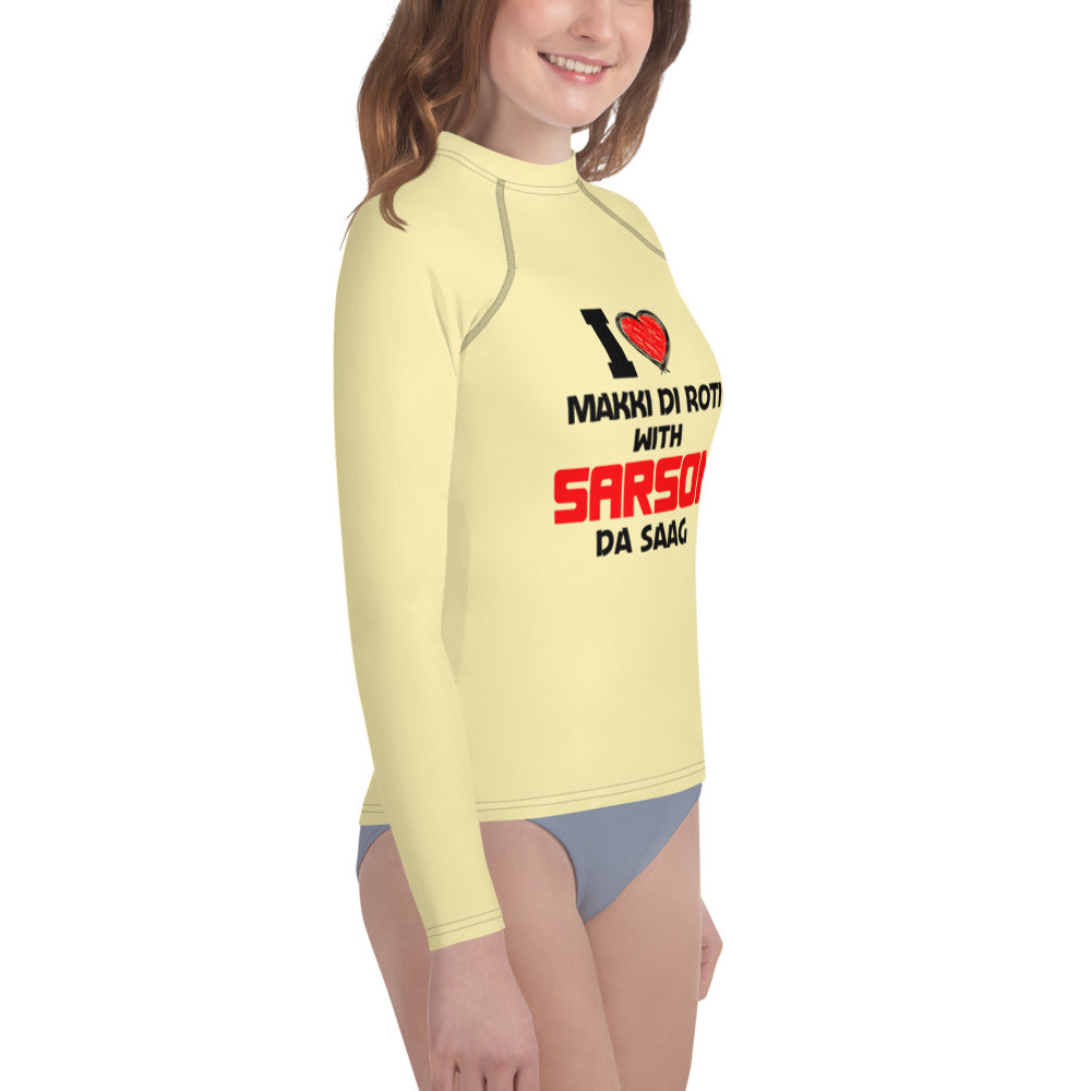 I LOVE MAKKI DI ROTI - Youth Rash Guard