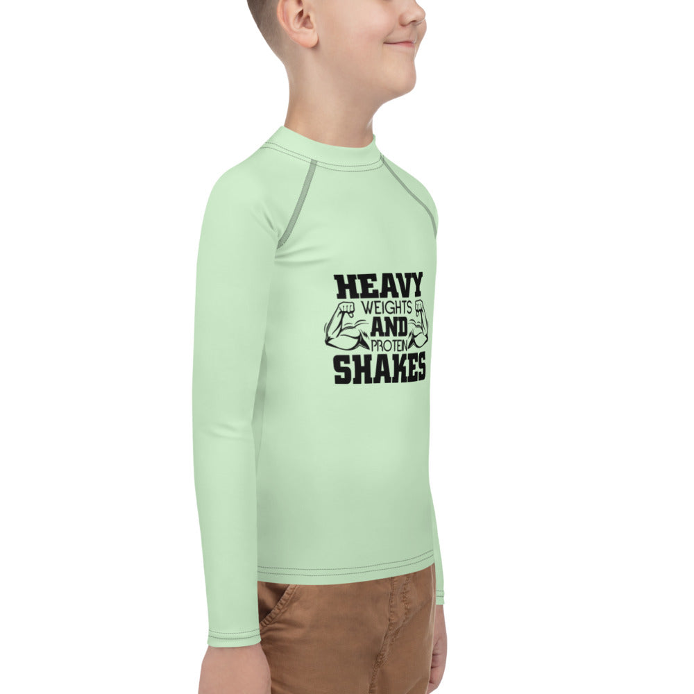 HEAVY WEIGHTS AND PROTEIN SHAKES - Youth Rash Guard