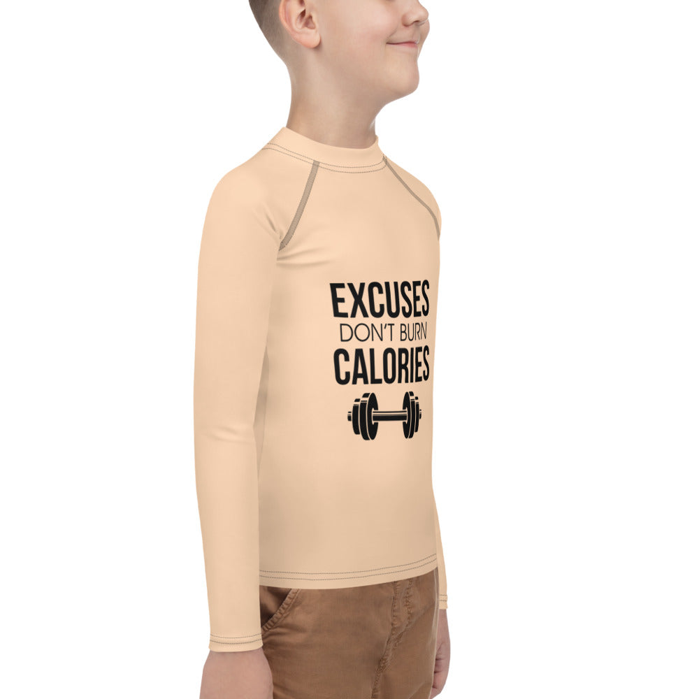 EXCUSES DON'T BURN CALORIES - Youth Rash Guard