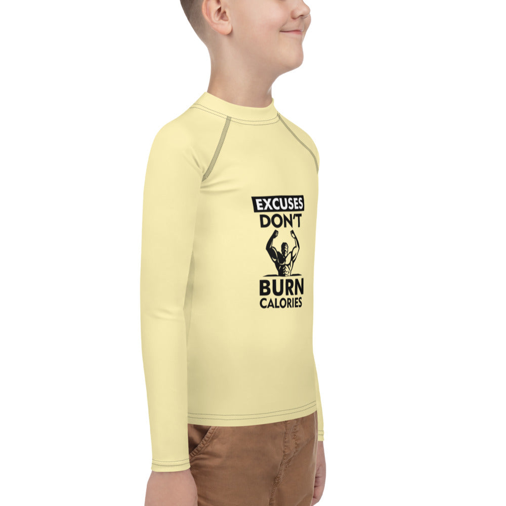 EXCUSES DON'T BURN CALORIES - Youth Rash Guard