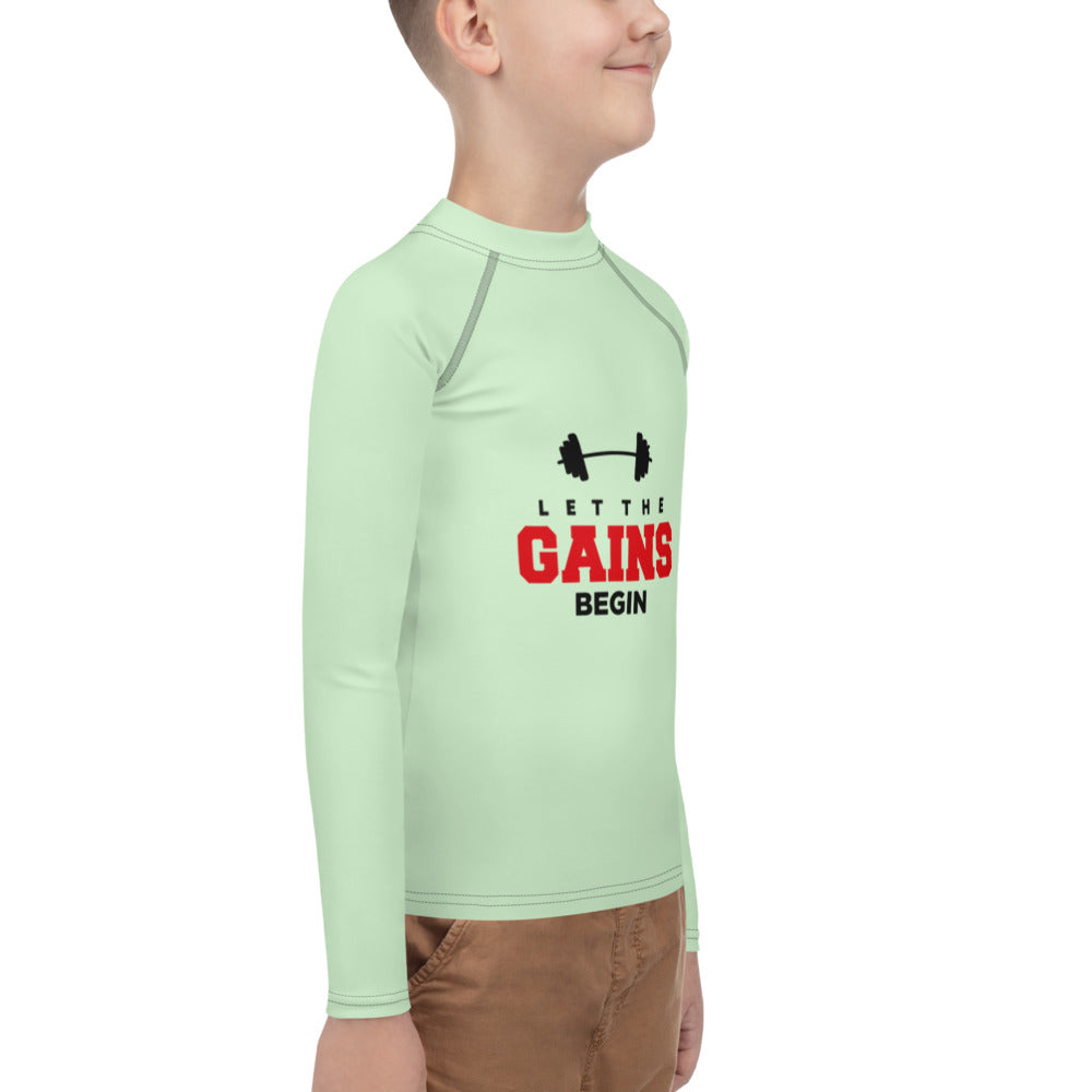 LET THE GAINS BEGIN - Youth Rash Guard