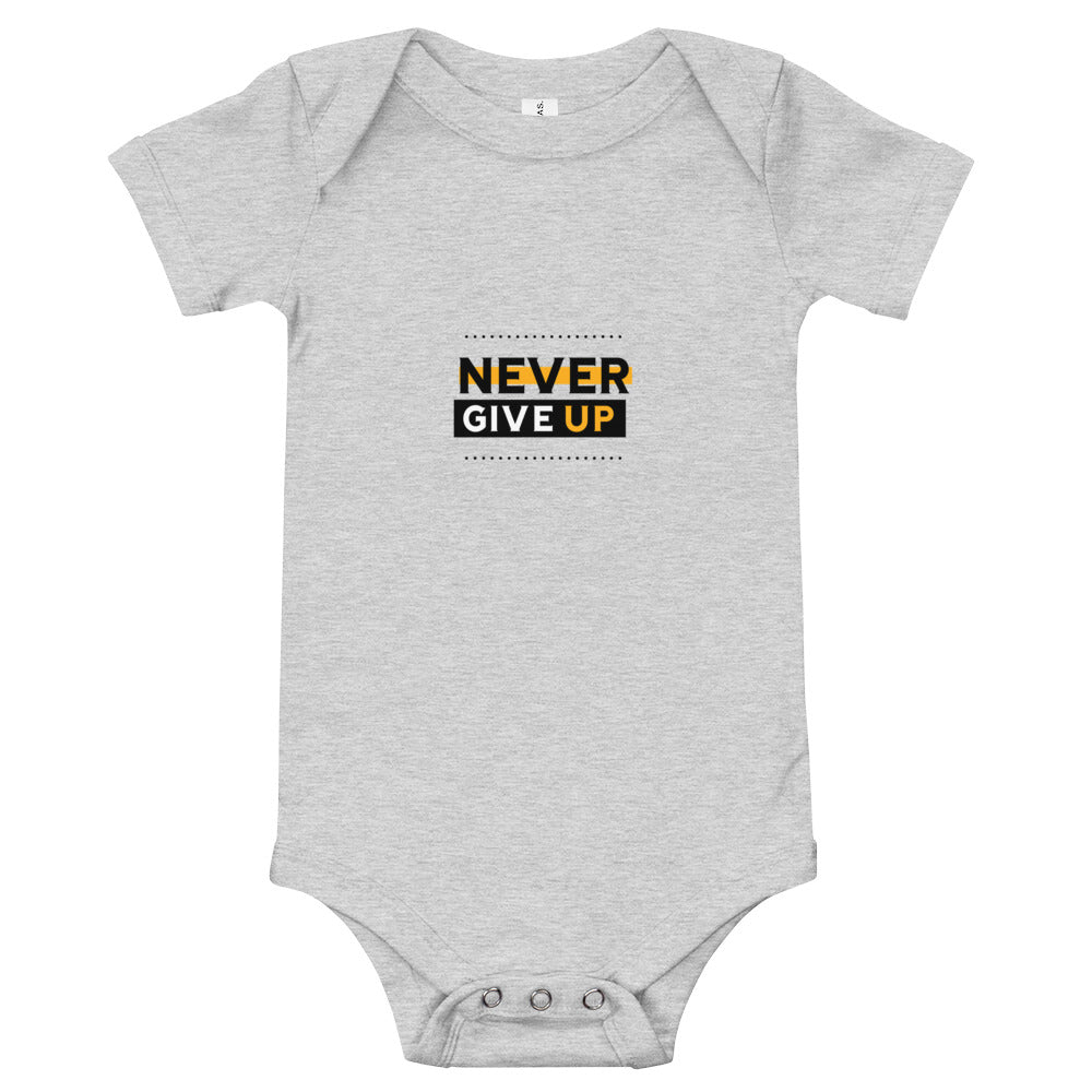 NEVER GIVE UP- Baby short sleeve one piece