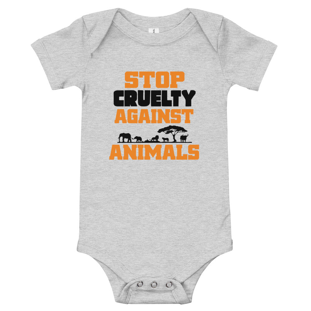 STOP CRUELTY AGAINST ANIMALS - Baby short sleeve one piece