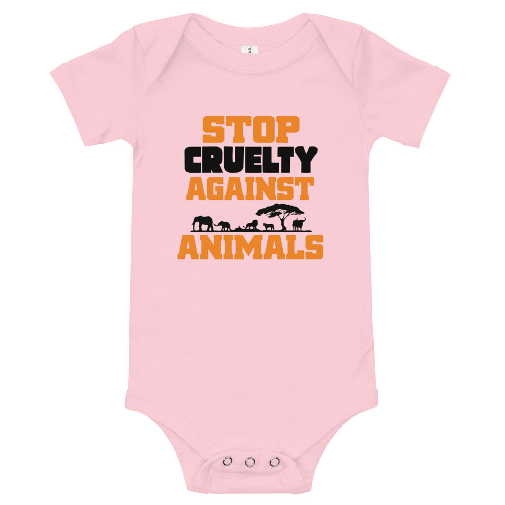 STOP CRUELTY AGAINST ANIMALS - Baby short sleeve one piece