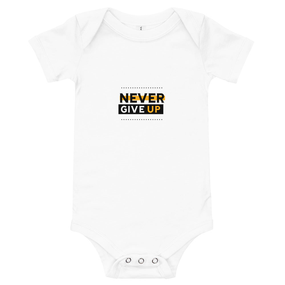 NEVER GIVE UP- Baby short sleeve one piece