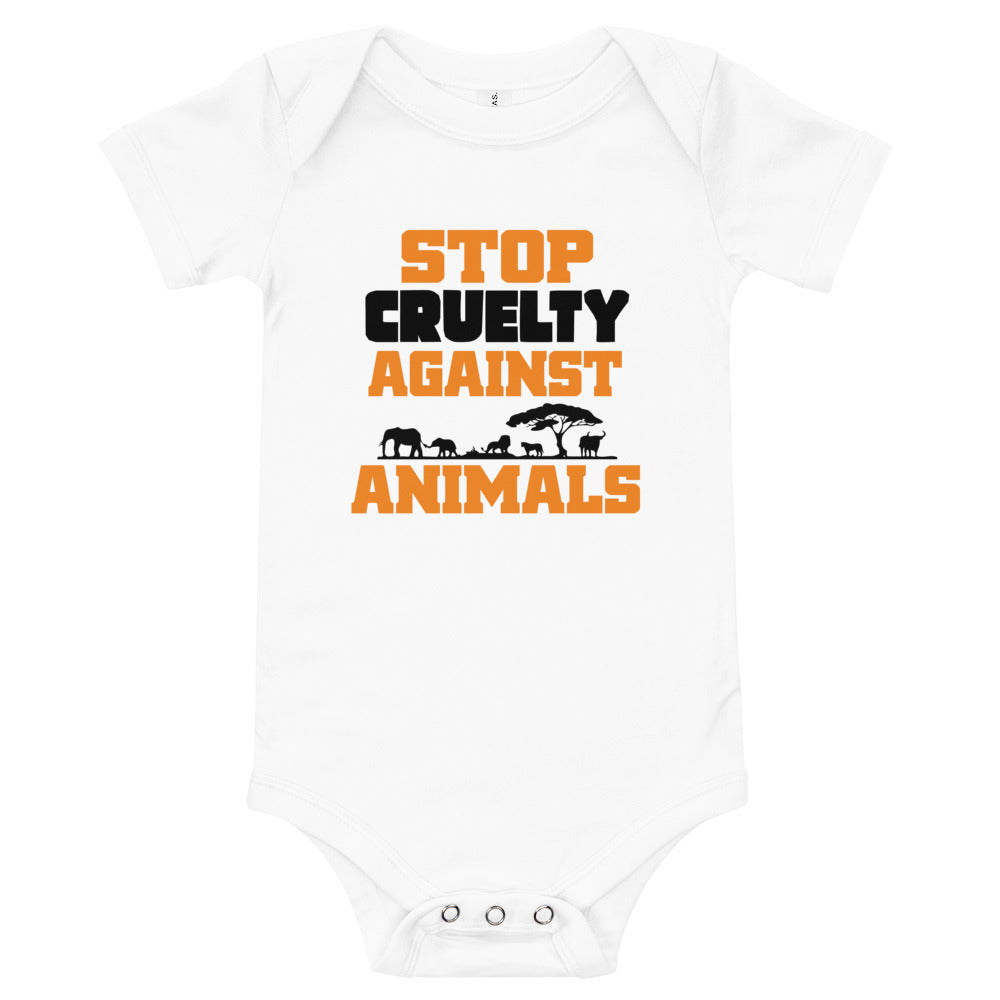 STOP CRUELTY AGAINST ANIMALS - Baby short sleeve one piece