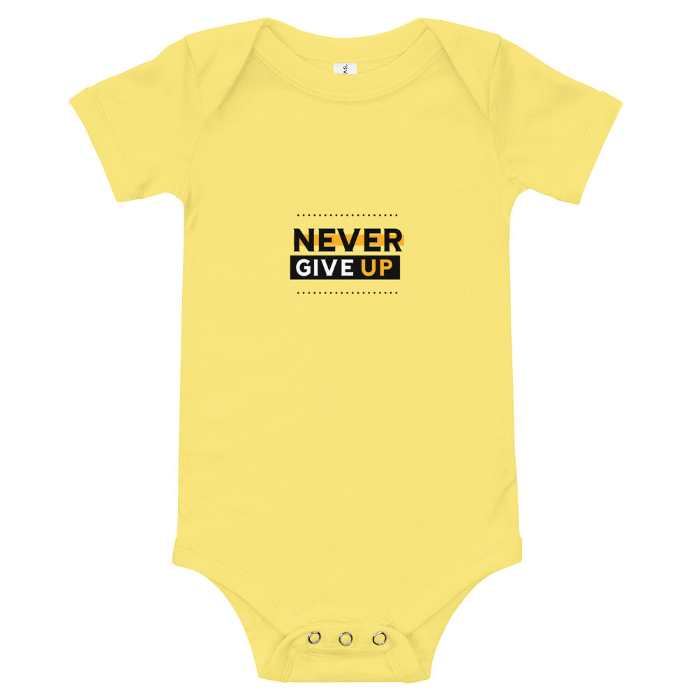 NEVER GIVE UP- Baby short sleeve one piece