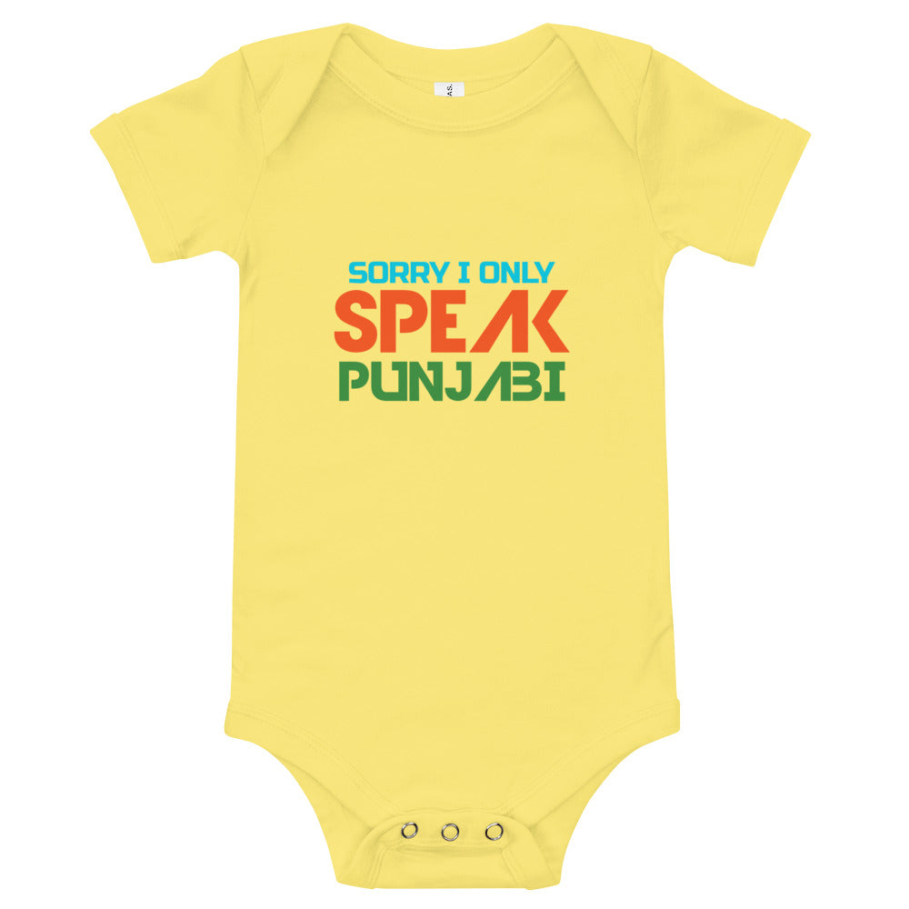 SORRY I ONLY SPEAK PUNJABI - Baby short sleeve one piece