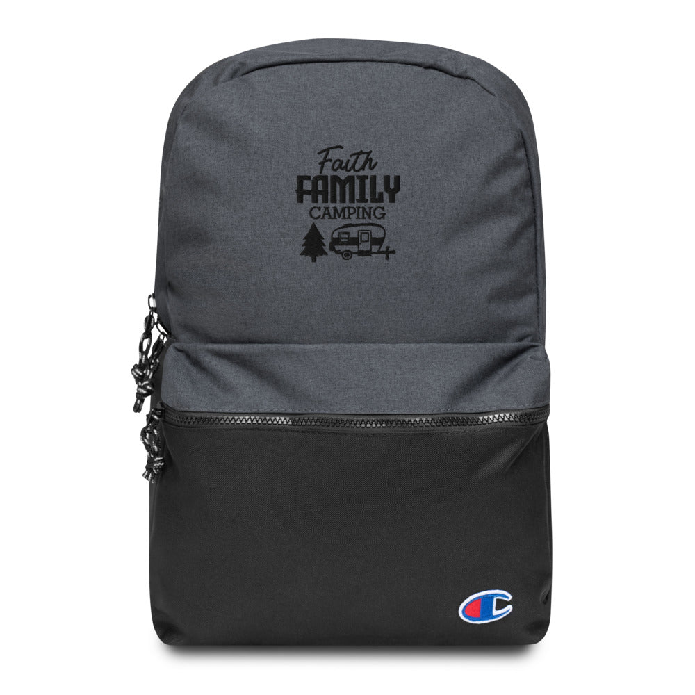 Family Camping- Embroidered Champion Backpack