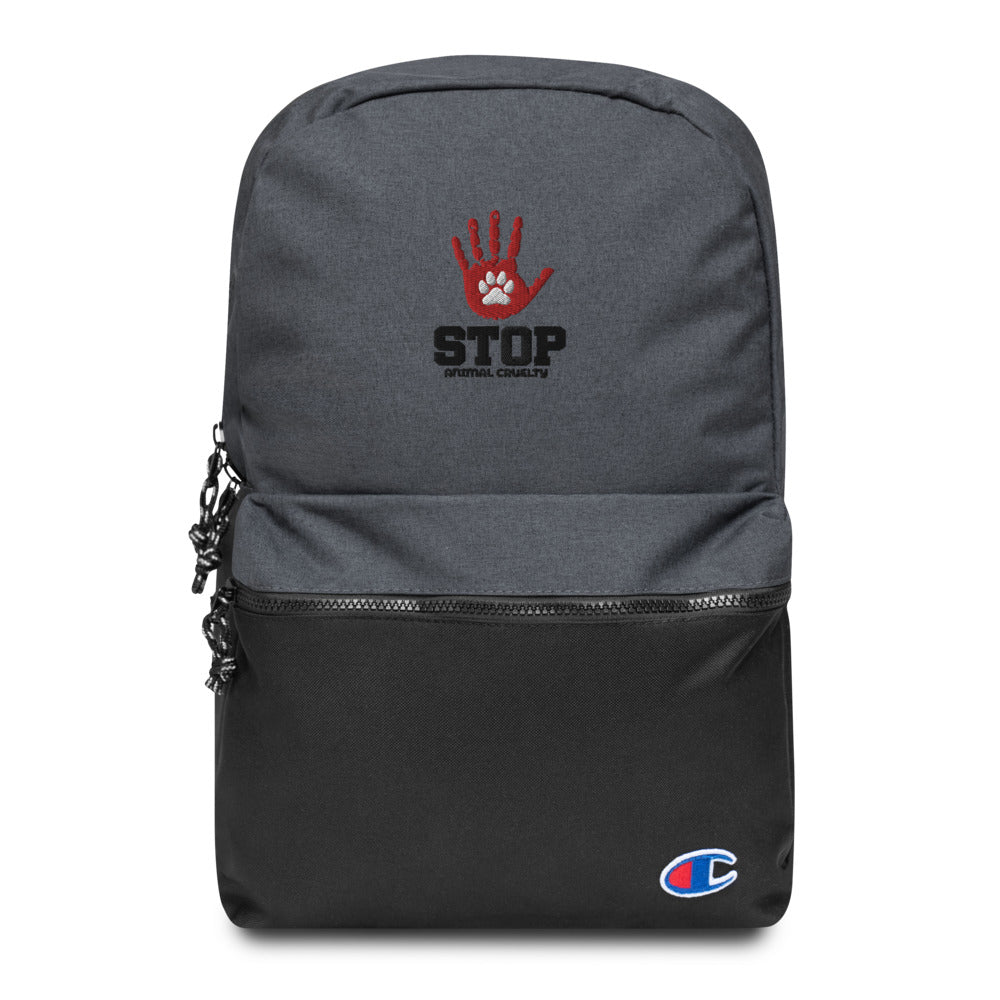 STOP ANIMAL CRUELTY - Embroidered Champion Backpack