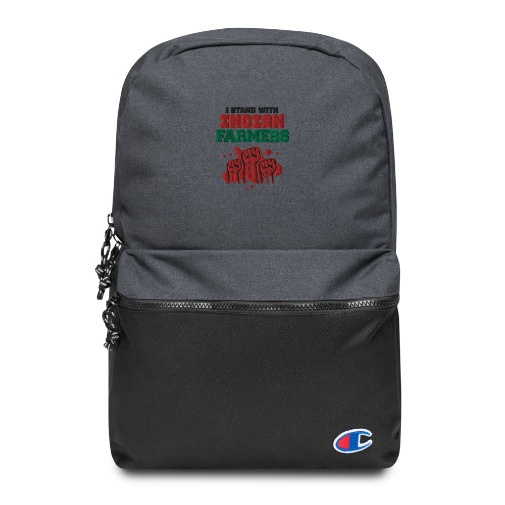 I STAND WITH INDIAN FARMERS - Embroidered Champion Backpack