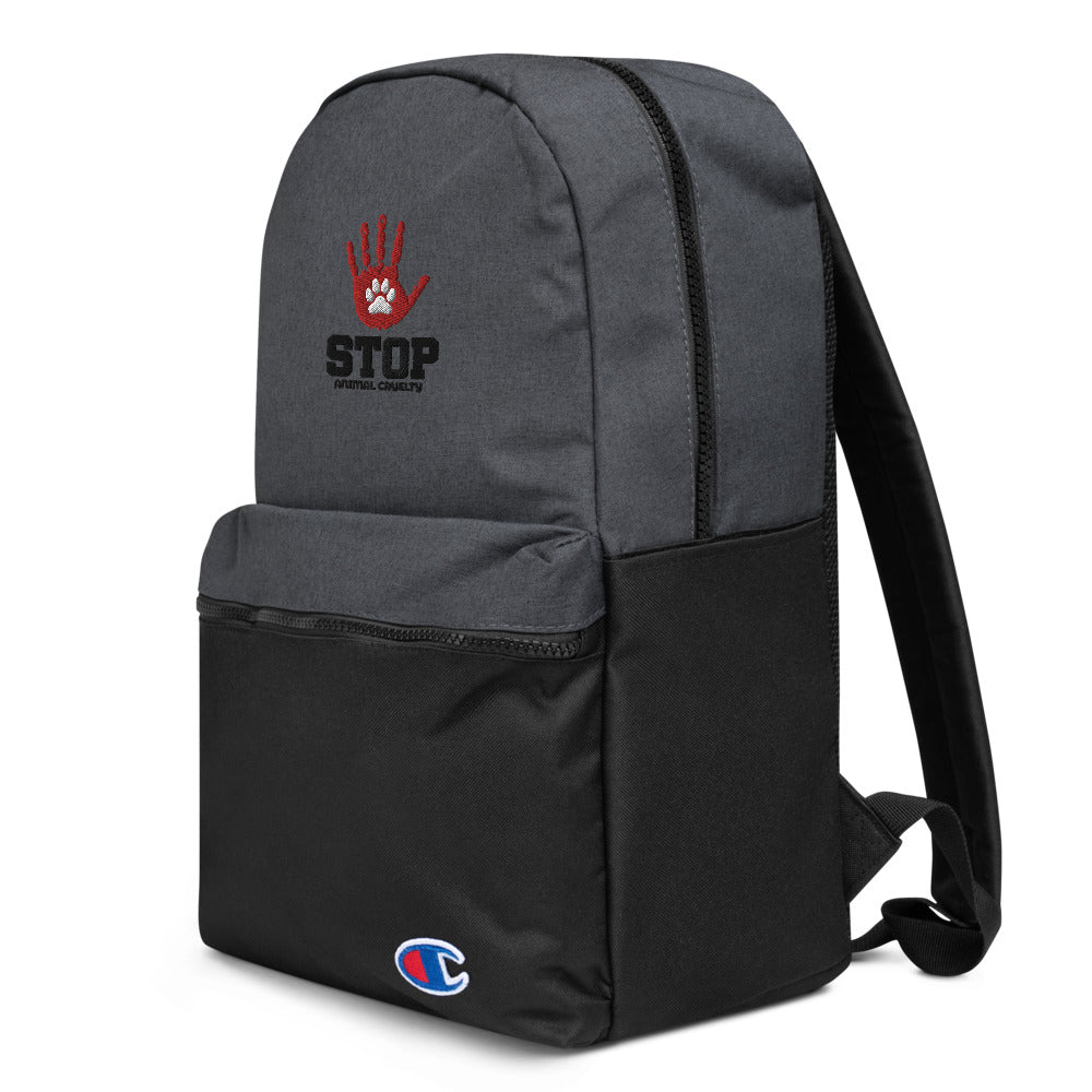 STOP ANIMAL CRUELTY - Embroidered Champion Backpack